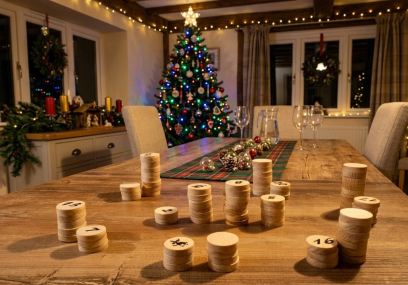 Das Stuhrer Eselspiel mit 81 Spielsteine in der Weihnachtsedition