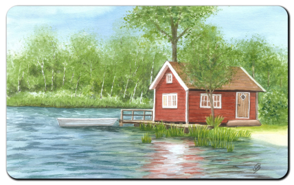 Aquarell Brettchen Frühstücksbrettchen Schweden Haus am See Schwedenhaus SW6