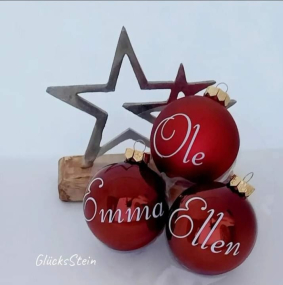 Personalisierte Christbaumkugeln aus Glas in vielen Farben 6 cm