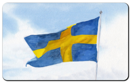 Aquarell Brettchen Frühstücksbrettchen Schweden Fahne Schwedenfahne Flagge