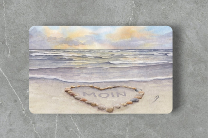 Aquarell Brettchen Frühstücksbrettchen Muschelherz Strand Meer Nordsee Sylt19-Moin