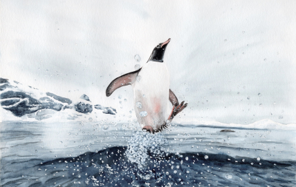 Aquarell Brettchen Frühstücksbrettchen Pinguin