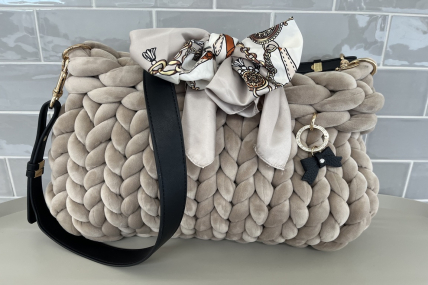 Strickbag  Greige Samt