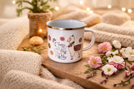 Emaille Tasse Alpaka