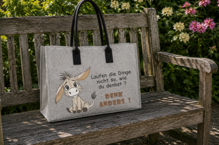 Statement-Shopper aus Filz Esel