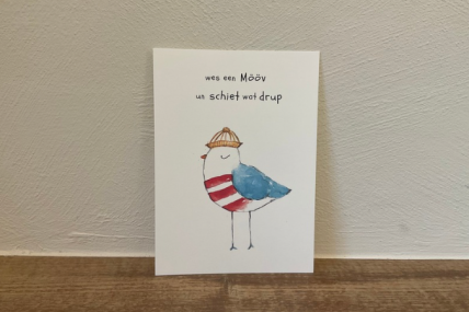 Postkarte Plattdeutsch Möwe Schiet