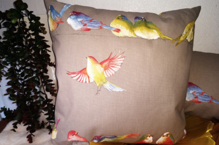 Kissen "Wintervögel" 45x45 cm,100% Baumwolle