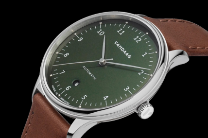 Primus Automatik Stahl-Grün - Hellbraunes Lederband