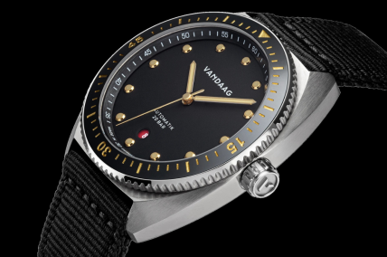Tiefsee Automatik - Gold-Kraft - schwarzes Nylonband
