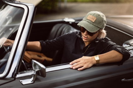 Dad Cap washed mit geprägtem Lederpatch