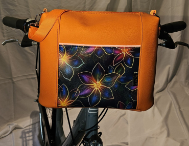 Handtasche mit Klickfix-System für den Fahrradlenker Orange Bunt