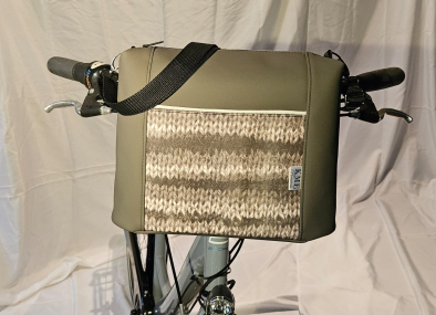 Handtasche mit Klickfix-System für den Fahrradlenker Dunkelgrau Strickoptik
