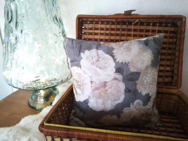 Kissen Winterrosen , 40x40 cm, 100% Baumwolle