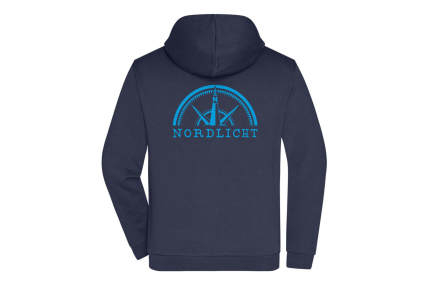 Zip-Hoodie „Nordlicht“ - Farbe Dunkelblau - Druck Neonblau