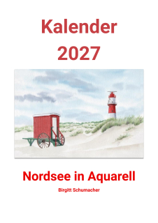 Kalender Nordsee Aquarell 2027 Juist Borkum Cuxhaven Helgoland Langeoog Strand Meer