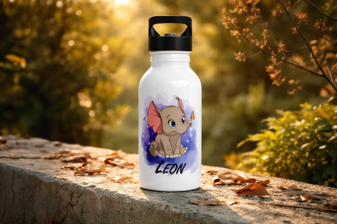 Kinder Trinkflasche Elefant personalisiert – Edelstahl 400–600 ml
