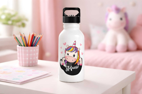 Trinkflasche Einhorn personalisiert – Edelstahl 400–600 ml