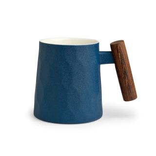 Becher "Blu" mit Rosenholzgriff - Wabenstruktur