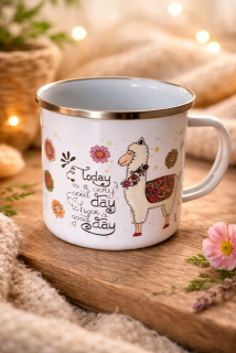 Emaille Tasse Alpaka