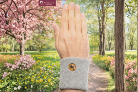 Alpaka Pulswärmer Stretch mit Baby Alpaka Silbergrau