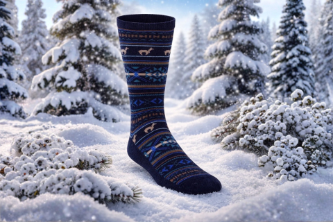 Alpaka Socken Jacquard Marine-Royal