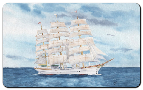 Aquarell Brettchen Frühstücksbrettchen Bremerhaven Schulschiff Deutschland Schiff Segelschiff