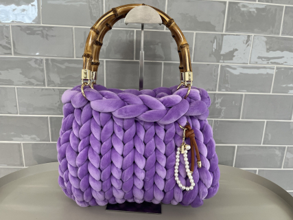 Strickbag Lila Samt