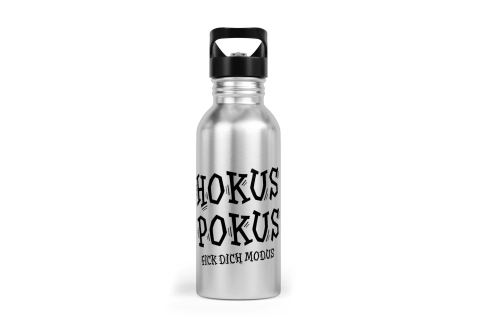 Trinkflasche mit Trinkhalm - Hokus Pokus fick Dich Modus