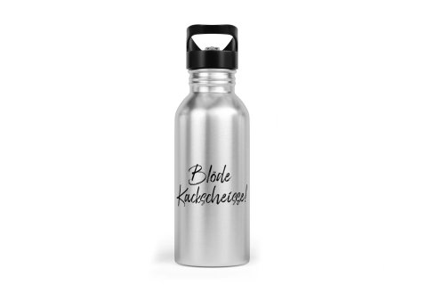 Trinkflasche mit Trinkhalm - Blöde Kackscheisse