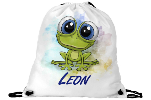 Fröhlicher Frosch-Sportbeutel – Personalisiert für Kinder