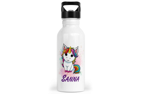 Personalisierbare Kinder-Trinkflasche mit süßem Einhorn-Design