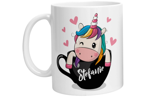 Tasse - Namenstasse Einhorn in Tasse (Personalisiert)