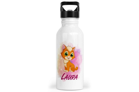 Personalisierbare Kinder-Trinkflasche mit süßem Katzen-Design