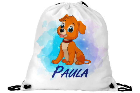 Fröhlicher Hund-Sportbeutel – Personalisiert für Kinder