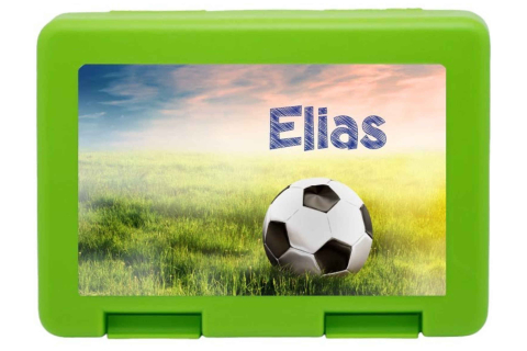 Personalisierte Brotdose mit Fußball-Motiv