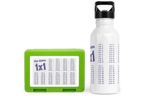 Schulstart Bundle No.2 – 1x1 Papier-Design Brotdose & Trinkflasche