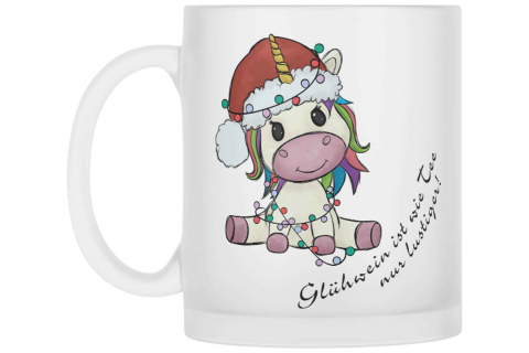 Satinierte Glastasse Glühwein ist wie Tee nur lustiger!
