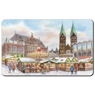 Aquarell Brettchen Frühstücksbrettchen Bremen Bremer Weihnachtsmarkt Weihnachten