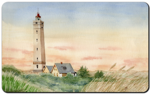 Aquarell Brettchen Frühstücksbrettchen Leuchtturm Blåvand Blavand Dänemark
