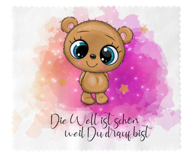 Brillenputztuch - Objektivtuch Die Welt ist schön, weil Du drauf bist Bärchen