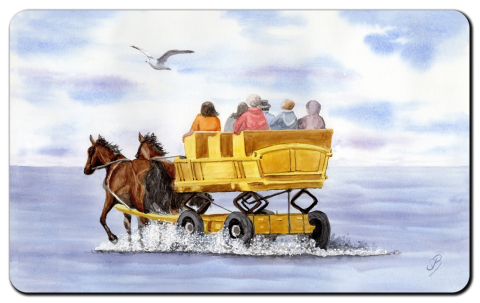 Aquarell Brettchen Frühstücksbrettchen Wattwagen Cuxhaven Neuwerk