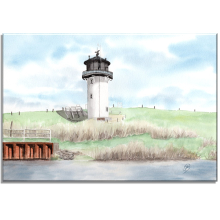 Aquarell Bild Keilrahmen Leinwand 30x20 cm Cuxhaven Leuchtturm Dicke Berta