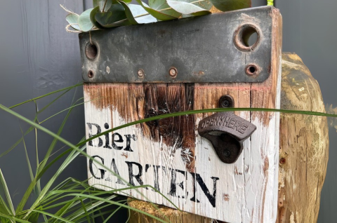 Gerüstbohlen Schild 28x25cm Bier Garten