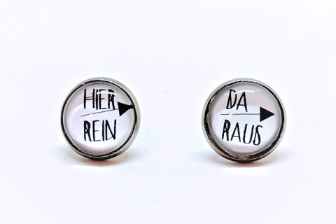 Edelstahl Ohrstecker Hier rein da raus
