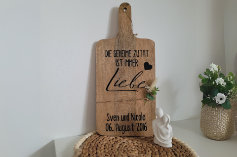 Hochzeitsgeschenk Wanddeko Brett Personalisierbar