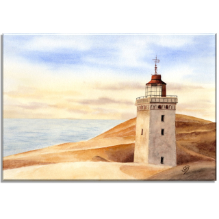 Aquarell Bild Keilrahmen Leinwand 30x20 cm Leuchtturm Rubjerg Knude Dänemark