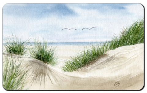 Aquarell Brettchen Frühstücksbrettchen Kniepsand Strand Amrum Nordsee