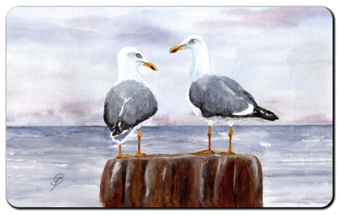 Aquarell Brettchen Frühstücksbrettchen Möwen Strand Meer Nordsee Ostsee DK50