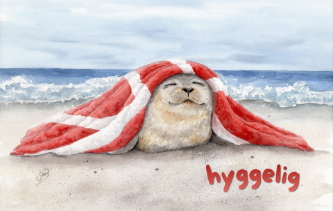 Aquarell Brettchen Frühstücksbrettchen Seehund Decke Dänemark Hyggelig Hygge Robbe