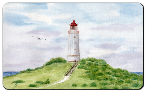 Aquarell Brettchen Frühstücksbrettchen Leuchtturm Dornbusch Hiddensee Ostsee Rügen